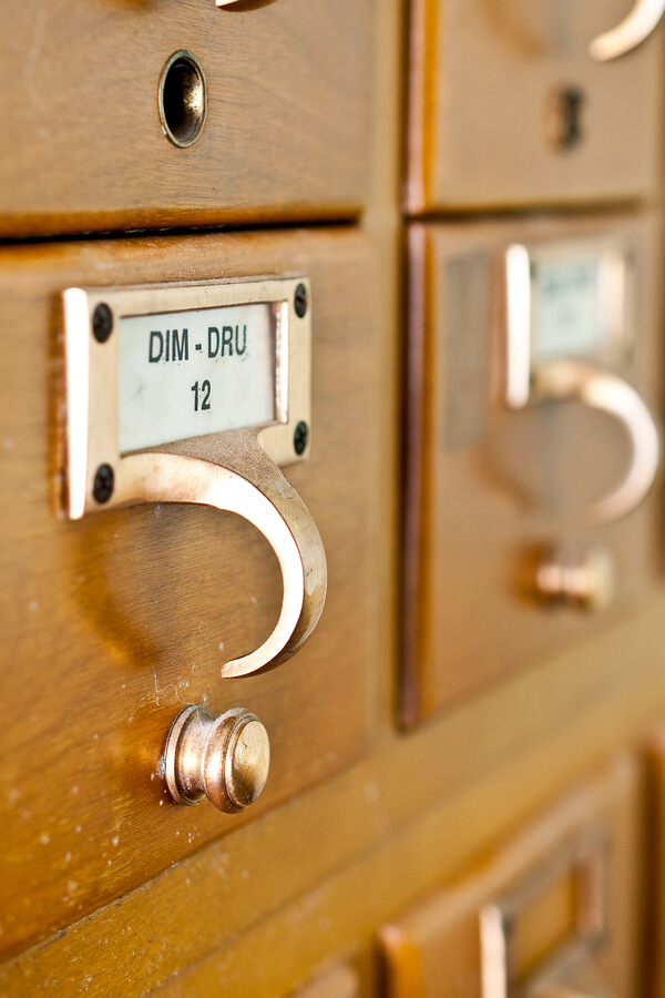 Card catalog cabinet