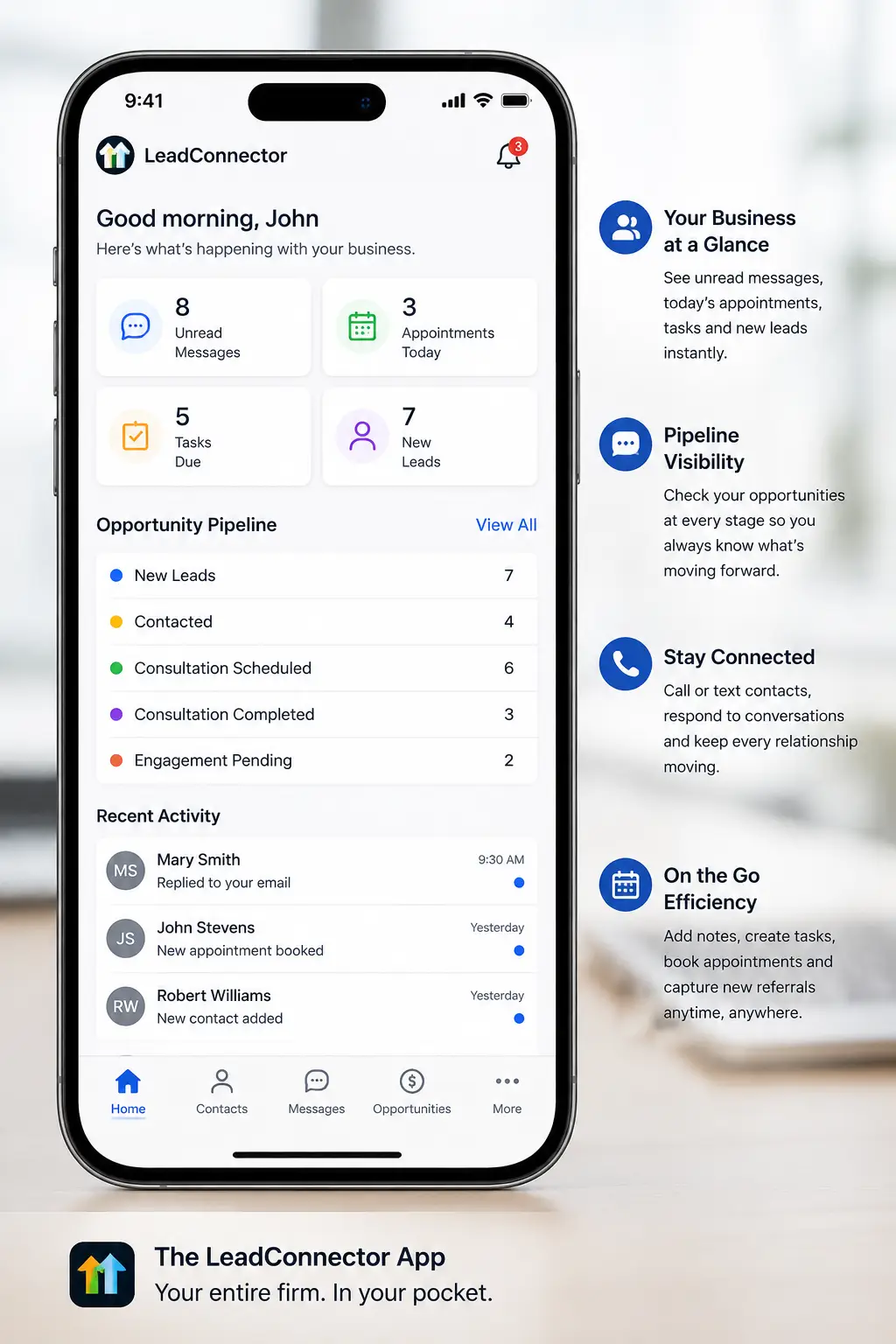 GoHighLevel mobile app showing total software costs included with IMS
